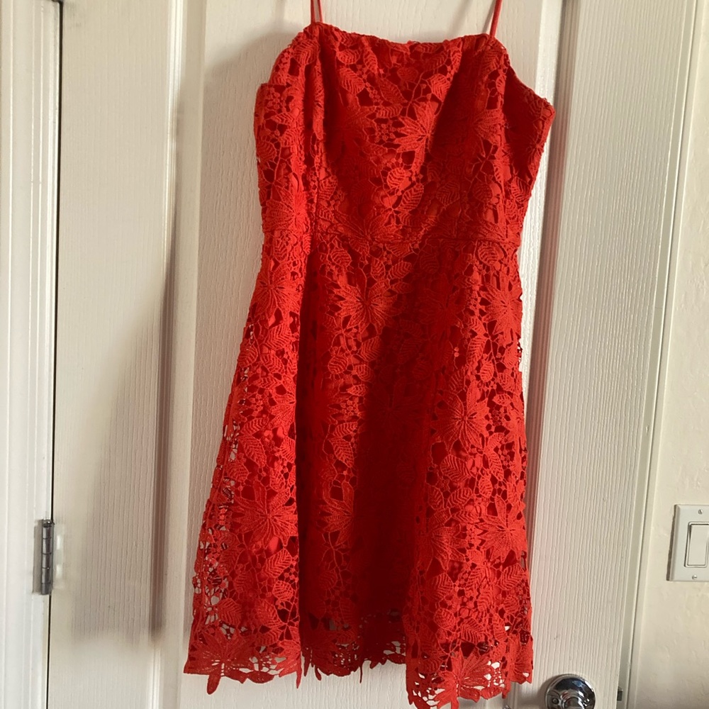 Red lace dress